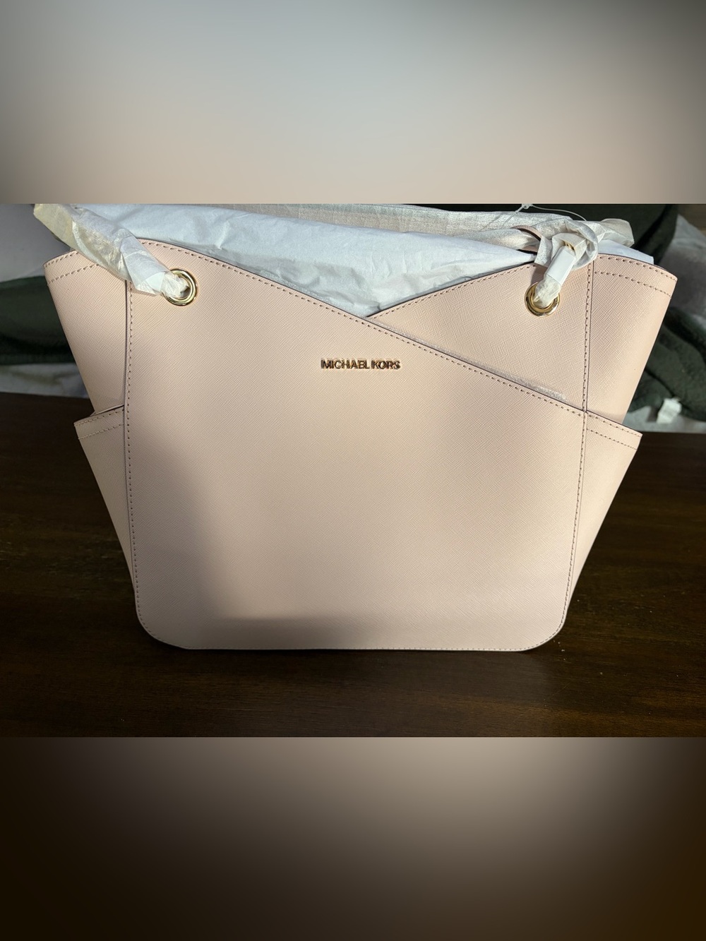 Michael Kors Powder Blush Jet Set Travel LG Chain Shoulder Tote w/ Gold Hardware